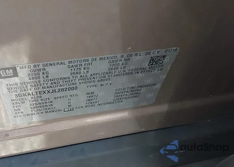 2018 GMC Terrain Sle from USA, damaged, VIN 3GKALTEXXJL282000